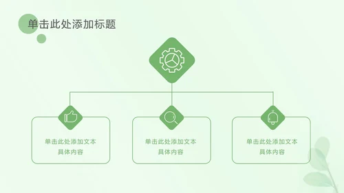 浅绿色树叶小清新PPT模板