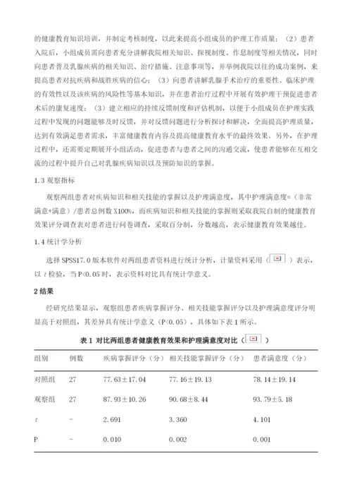 健康教育在持续性护理乳腺疾病手术患者中的应用.docx