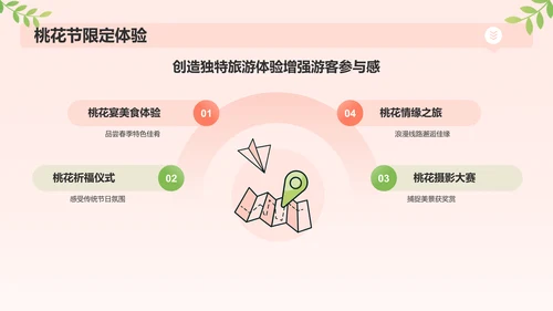 红色渐变风春季桃花节旅游宣传PPT模板