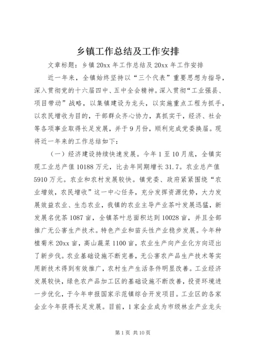 乡镇工作总结及工作安排.docx