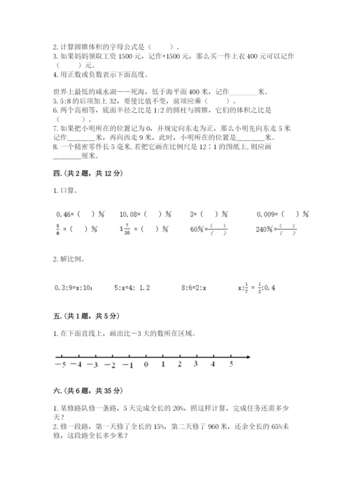 小学六年级下册数学摸底考试题精品【典优】.docx