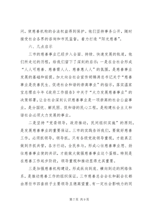 赴浙江部分地区慈善工作的考察报告.docx