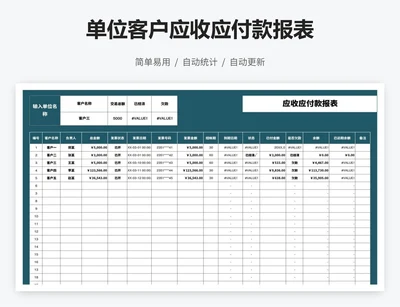 单位客户应收应付款报表