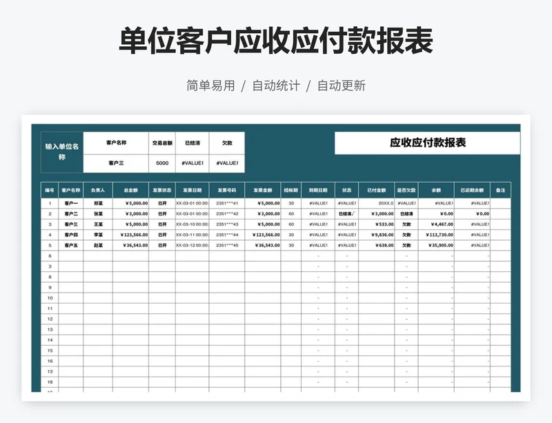 单位客户应收应付款报表