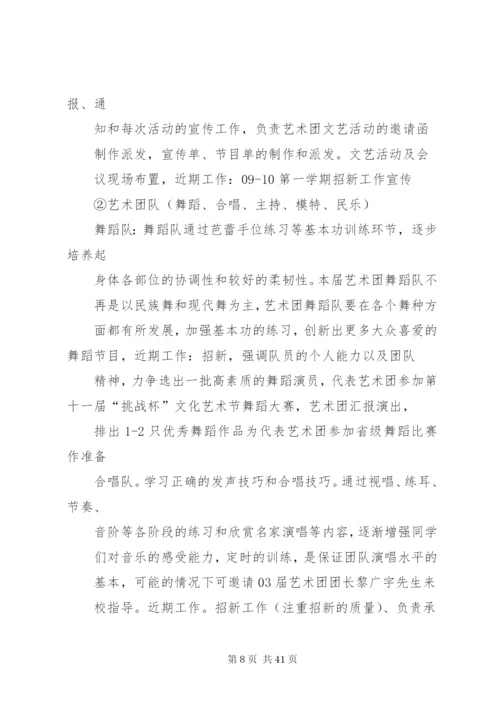 09届艺术团副团长工作计划书精编.docx