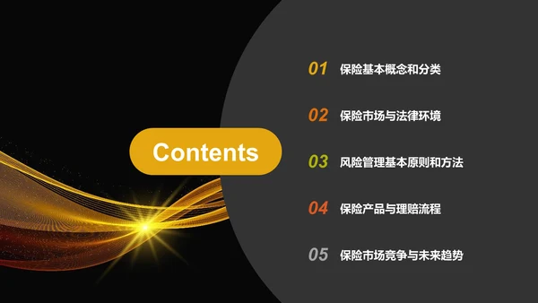 黄色创意保险与风险管理课程教育PPT模板