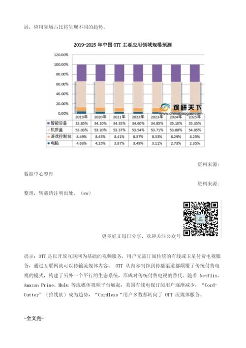 我国OTT行业细分领域市场份额分析机顶盒仍旧是最主要应用领域.docx