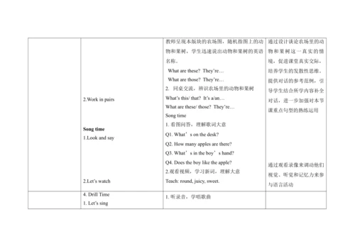 Unit 4  Autumn  B Fun time & Song time 单元整体教学设计