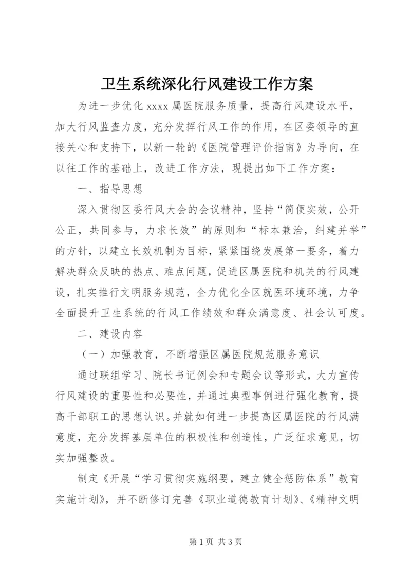 卫生系统深化行风建设工作方案.docx