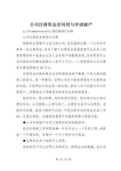 公司注册资金有何用与申请破产.docx