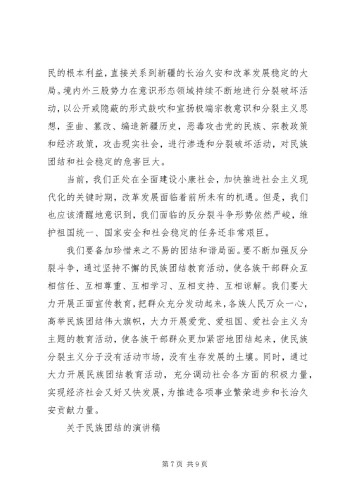 关于民族团结的演讲稿精选.docx