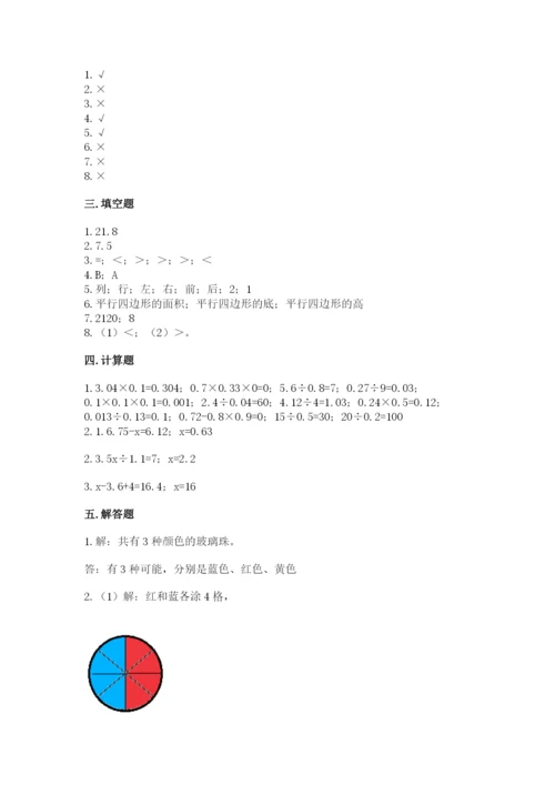 人教版五年级上册数学期末考试试卷（考点梳理）.docx