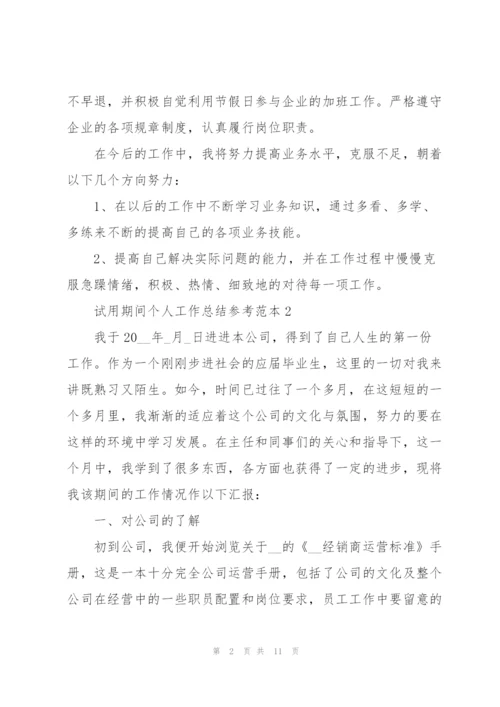 试用期间个人工作总结参考范本5篇.docx