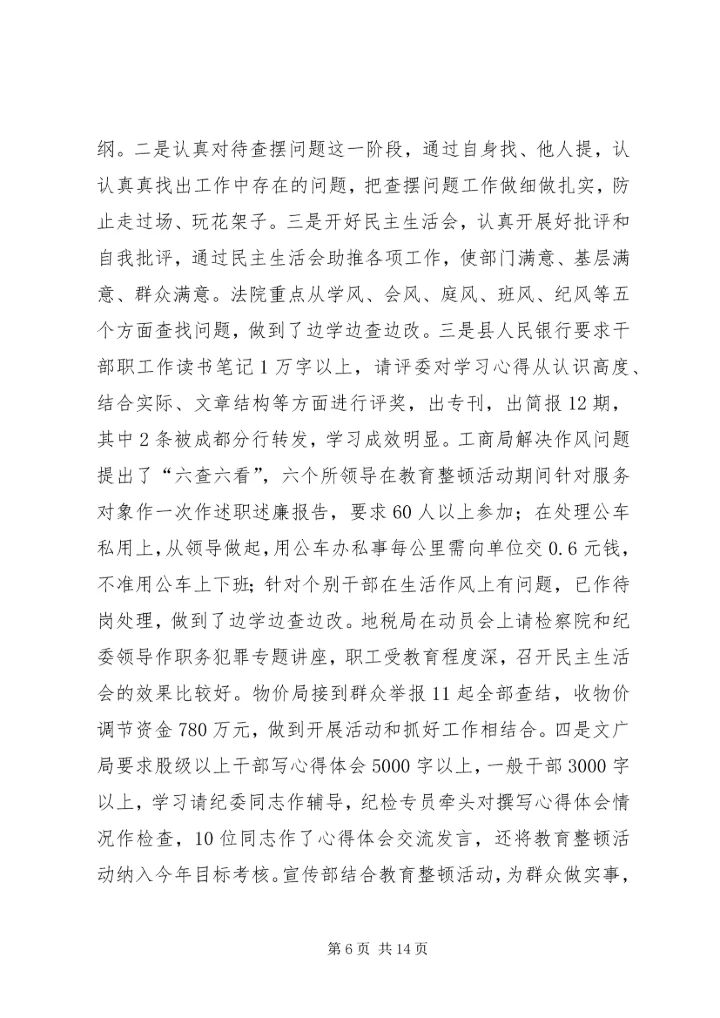 县委书记在全县机关作风教育整顿活动督查会上的讲话.docx