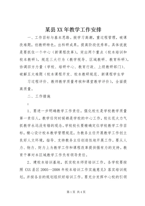 某县XX年教学工作安排.docx