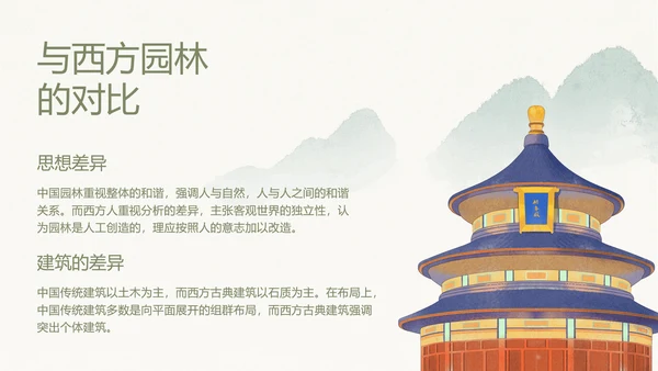 水墨风中式园林建筑鉴赏通用PPT模板