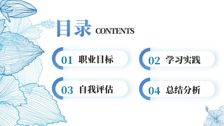汉语言文学专业大学生职业生涯发展展示PPT模版