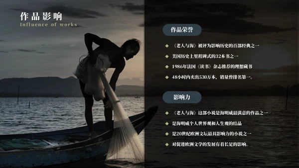 《老人与海》名著导读好书推荐通用PPT模板