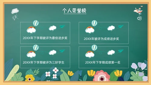 花绘小清新黑板风小学生自我介绍竞选班干部PPT模板