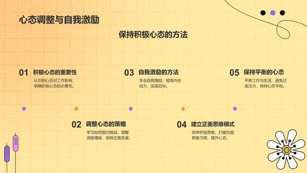 黄色手绘风清新花朵通用行业工作计划PPT模板