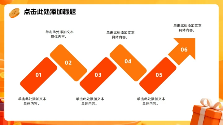 橙黄色渐变活力3D风双十二电商促销活动PPT模板