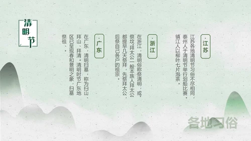 绿色淡雅风景清明节PPT模板
