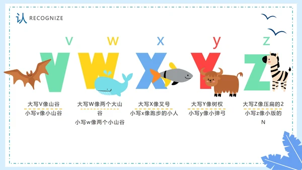 卡通手绘教师教学英语课堂26个英文字母PPT模板