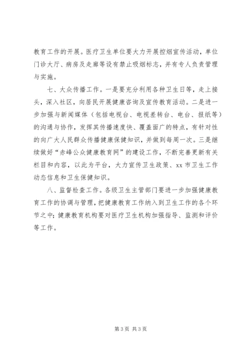 全市健康教育计划教育工作计划范文.docx