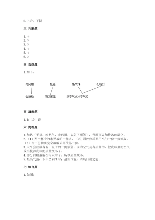 教科版三年级上册科学期末测试卷及答案参考.docx