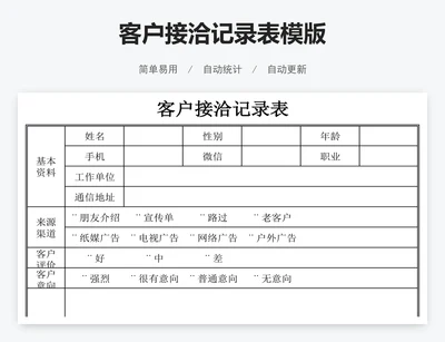 客户接洽记录表模版