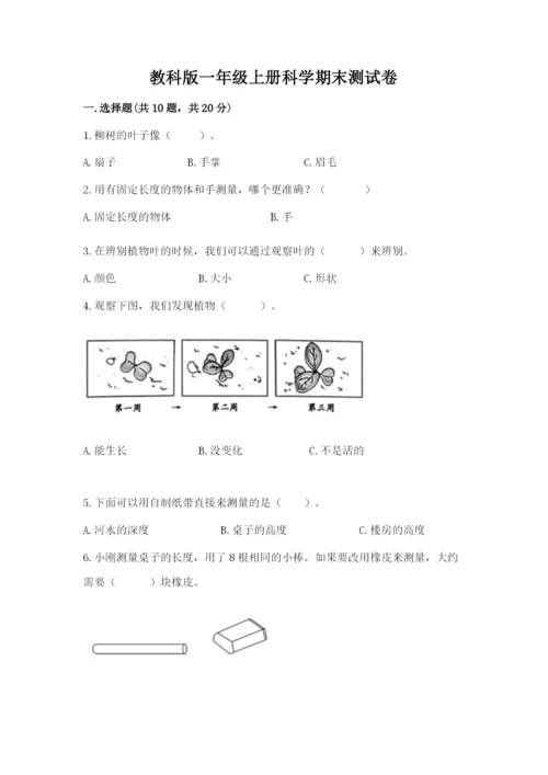 教科版一年级上册科学期末测试卷（能力提升）word版.docx