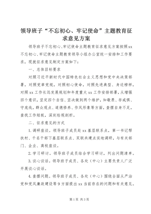 领导班子“不忘初心、牢记使命”主题教育征求意见方案 (2).docx