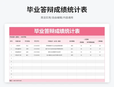 简约风毕业答辩成绩统计表