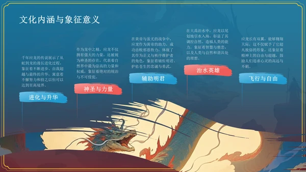 蓝色水墨风神话故事《千年应龙》PPT模板