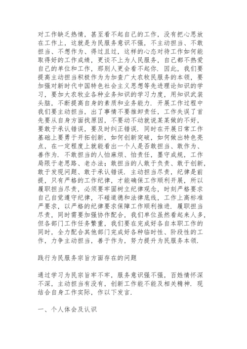 践行为民服务宗旨方面存在的问题.docx
