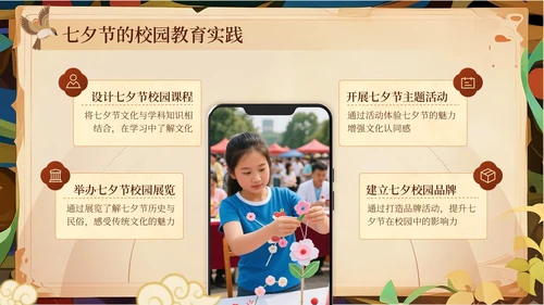 橙黄色中国风七夕节学校传统文化课PPT模板