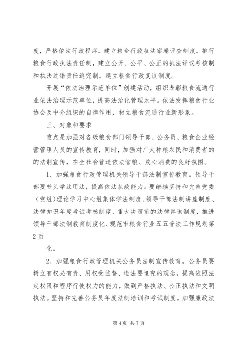 市粮食行业五五普法工作规划 (2).docx