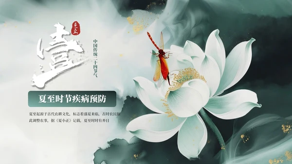 墨绿色中国风夏至节气PPT模板