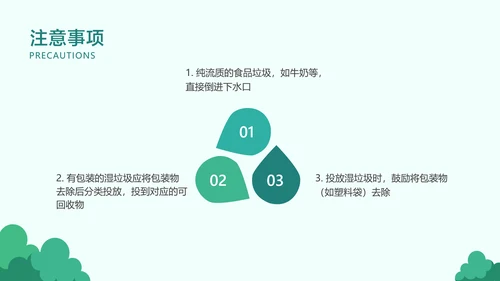青色卡通风垃圾分类指南