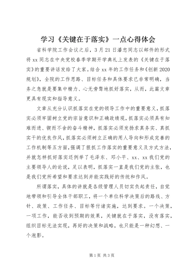 学习《关键在于落实》一点心得体会.docx