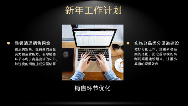 黑色奢华销售年终总结暨新年计划带内容PPT模板