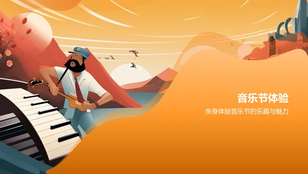 黄色插画音乐节PPT模板