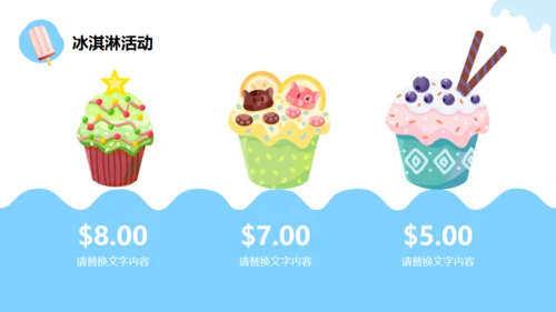 冰凉一夏消暑活动冷饮推广冰淇淋甜筒通用PPT