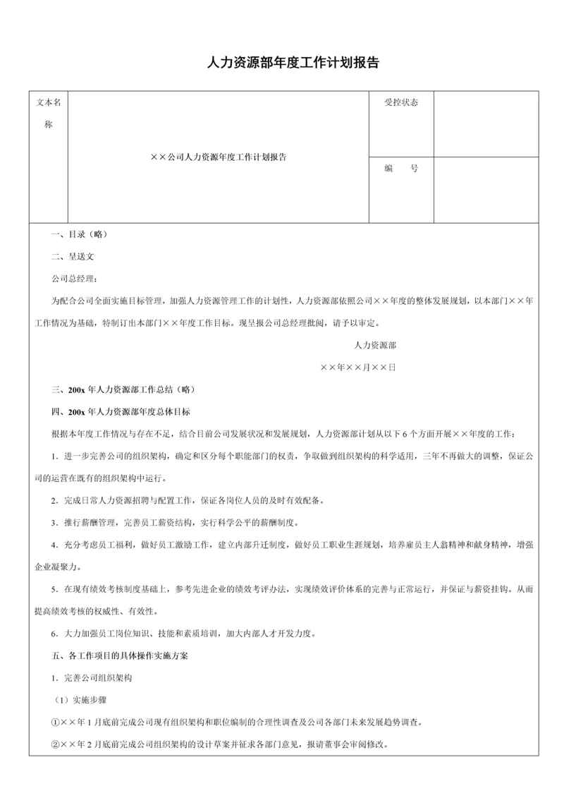 人力资源部2018年度工作计划报告(干货).docx