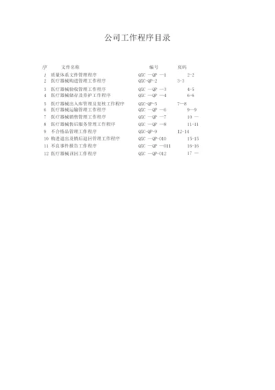 医疗器械工作程序文件.docx