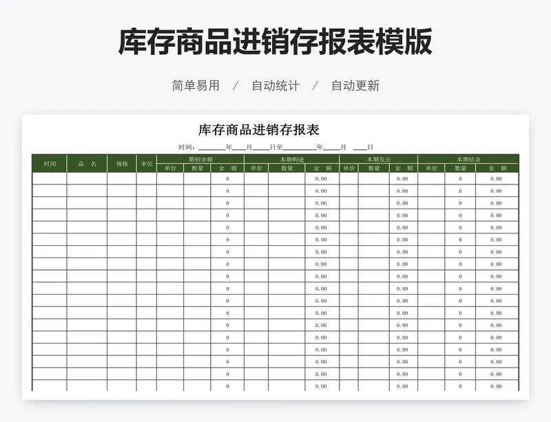 库存商品进销存报表模版