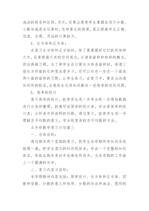 人教版五年级数学下册复习计划_五年级复习计划总结.docx