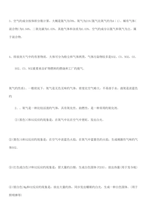 2023年初三化学上册纯知识点.docx