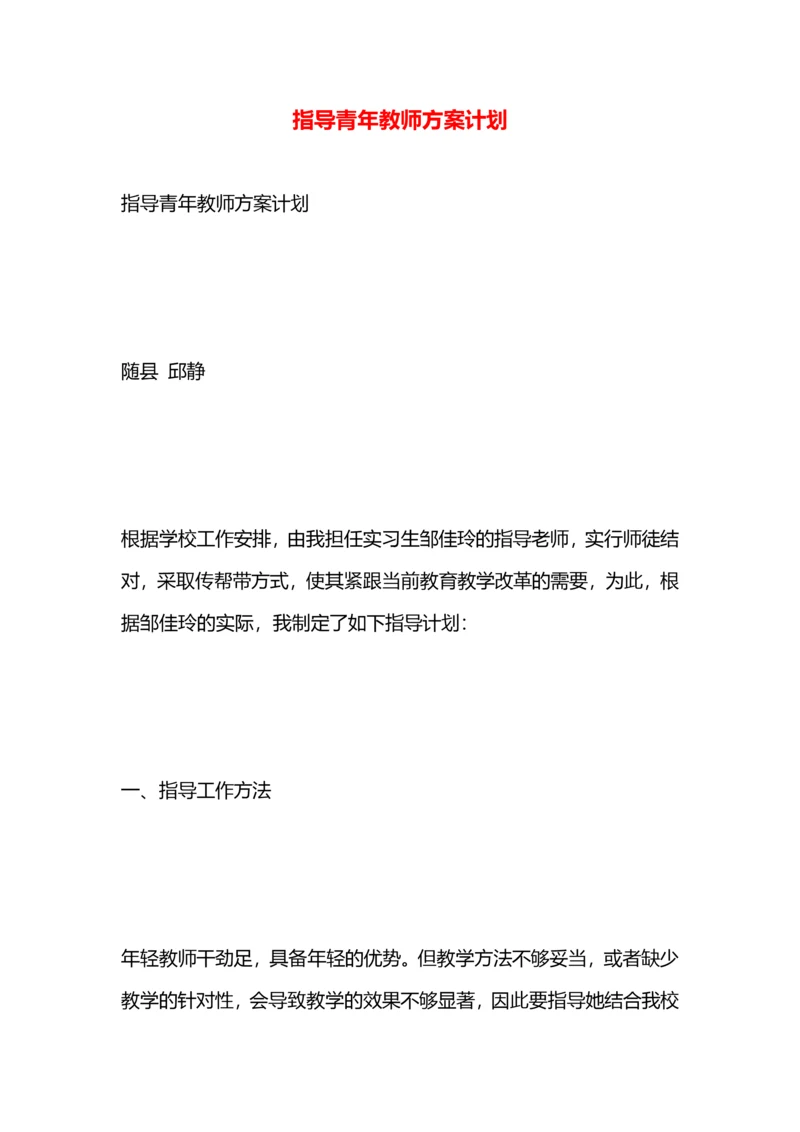 指导青年教师方案计划.docx