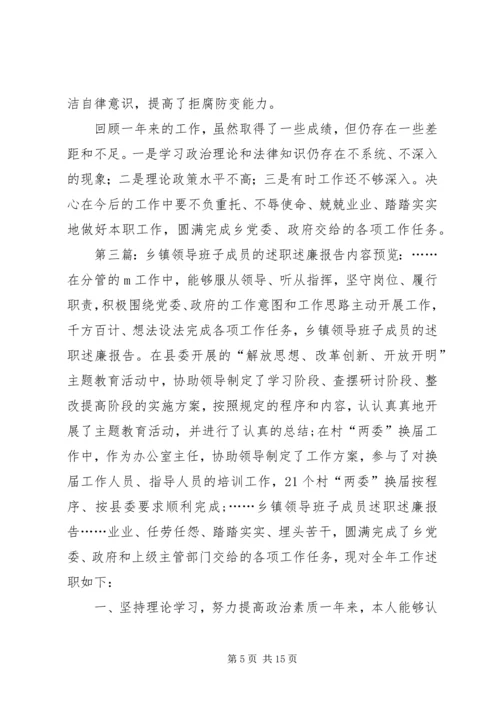 乡镇领导班子成员述职述廉报告.docx